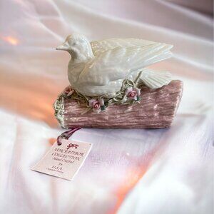 1997 Von Rattibor Handcrafted Porcelain Dove Pink Log Floral Accents Signed